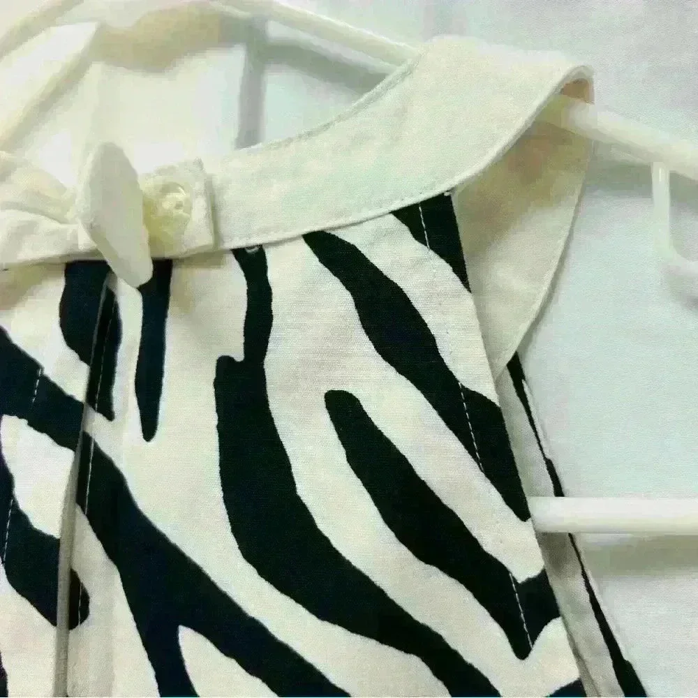 Gymboree Wild For Zebra Animal Print Shift Dress Black White size 7 girls